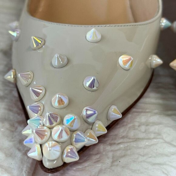 Christian Louboutin Pumps Metallic Glitter DEGRASPIKE 70 PATENT Ivory - Picture 4 of 15